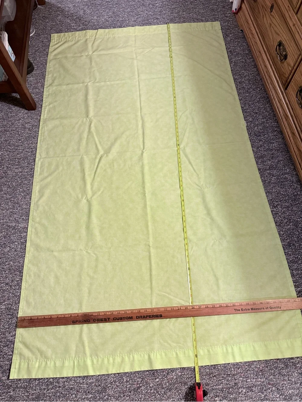 White & Green Fabric Curtain Panels